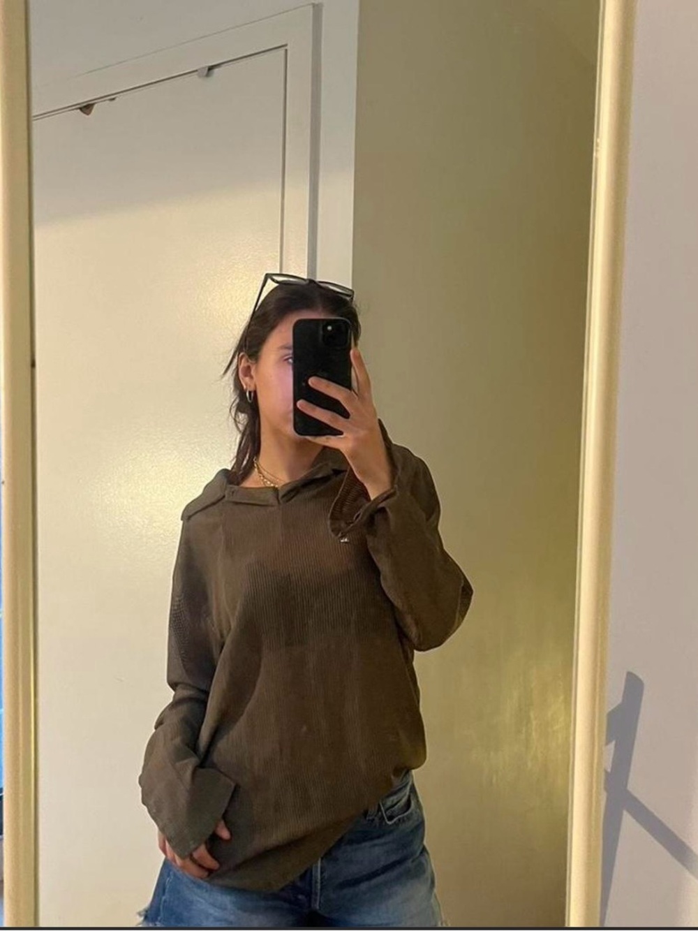 Women's Brown Corduroy Long-Sleeve